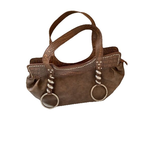 Blue Elegance Vintage Croc Bling Rhinestones & Silver Snake Rockabilly Purse - Picture 1 of 10